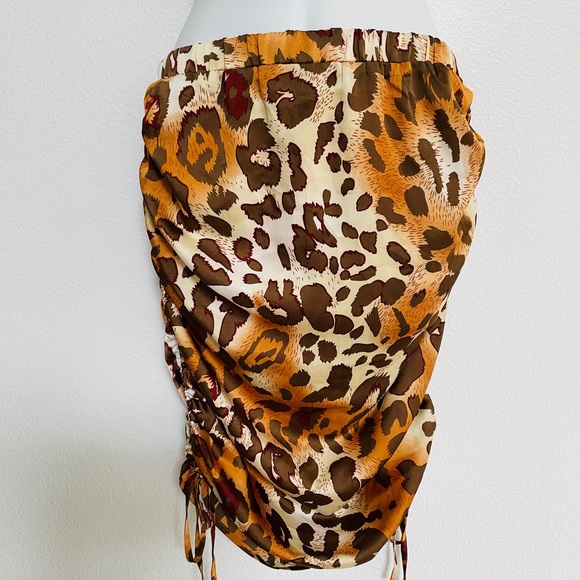 ACOA Chic LEOPARD Print Drawstring Wiggle SKIRT M - Picture 4 of 8